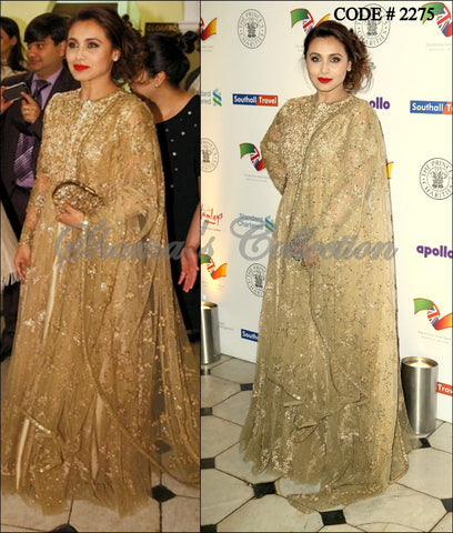 2275 Rani Mukherjee's golden floor length anarkali outfit set