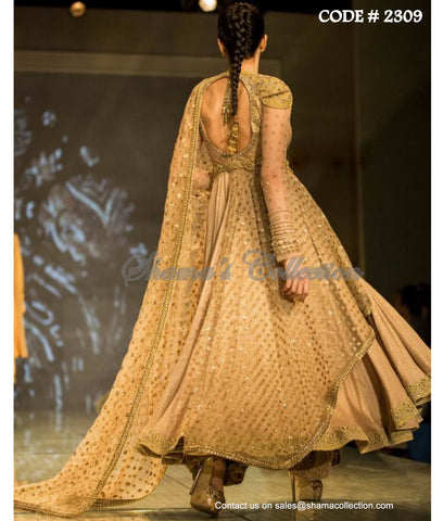 2309 Gorgeous golden anarkali outfit set