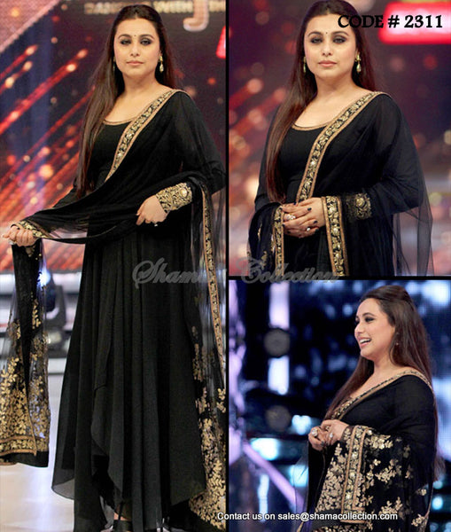 2311 Rani Mukherjee's Black Square Umbrella Cut Suit outfit set