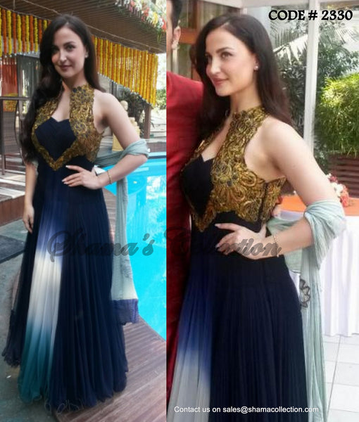 2330 Elli Avram's ombre midnight blue anarkali outfit set