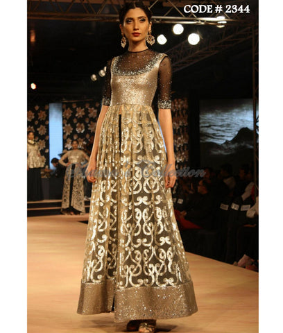 2344 Black-gold anarkali lehenga outfit set