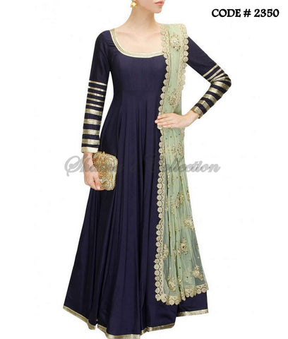 2350 Midnight blue floor length anarkali suit outfit set