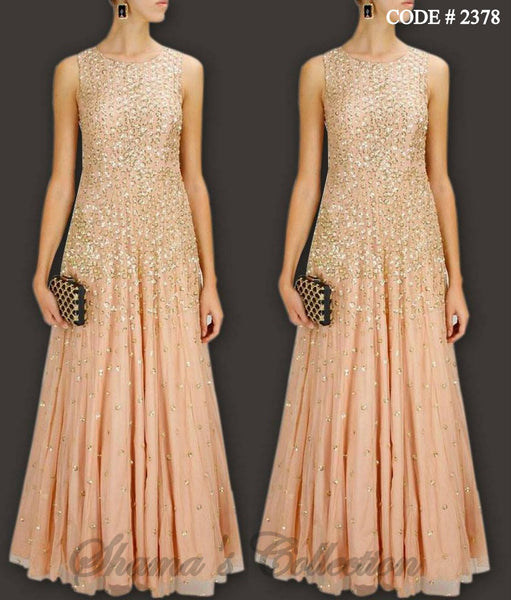 2378 Peach Sequin Gown outfit set