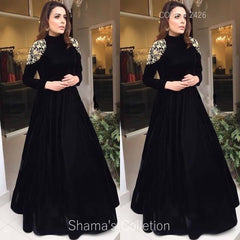 2426 Sober Black Gown with Zadosi Work outfit set