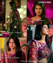 3083 Kumud's (Saraswatichandra) black-colorful saree outfit set