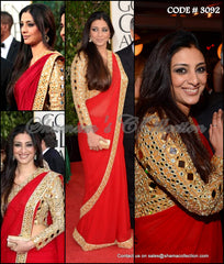 3092 Tabu's red-gold saree outfit set