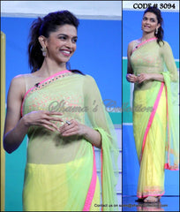 3094 Deepika Padukone's lime green saree outfit set