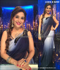 3099 Madhuri Dixit's ombre eggplant sareesque outfit set