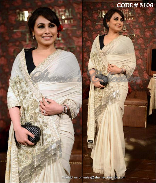 3106 Rani Mukherjee's off white saree outfit set