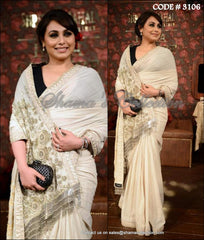 3106 Rani Mukherjee's off white saree outfit set