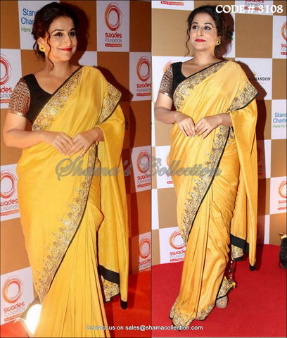 3108 Vidya Balan's yellow saree outfit set