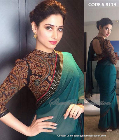 3119 Tamanna Bhatia's blue saree outfit set