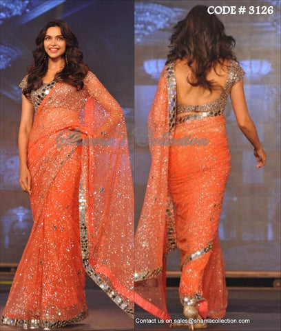 3126 Deepika Padukone's orange saree outfit set