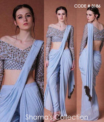 3186 Lavender Drape Saree Gown outfit set