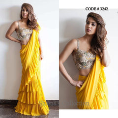 3242 Arpita Mehta Inspired Yellow Ruffle Saree outfit set