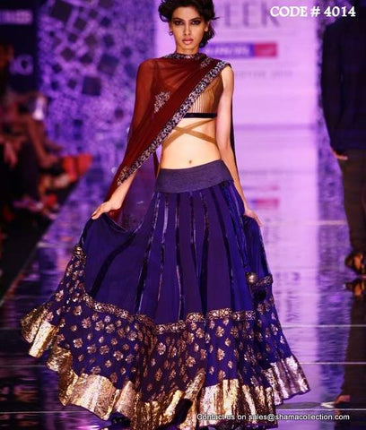 4014 Diana Penty's blue-maroon lehenga outfit set