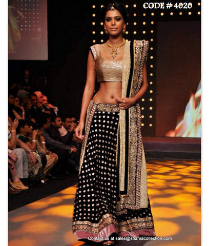 4020 black-gold lehenga outfit set