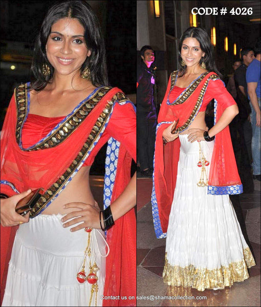 4026 Zoa Morani's red-white lehenga outfit set