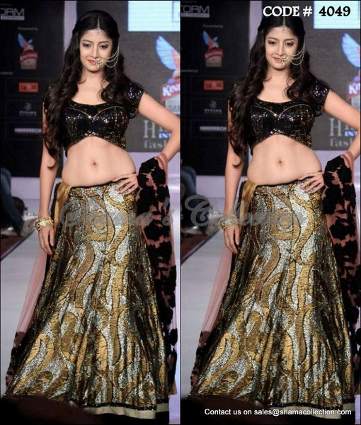 4049 Black-gold lehenga outfit set