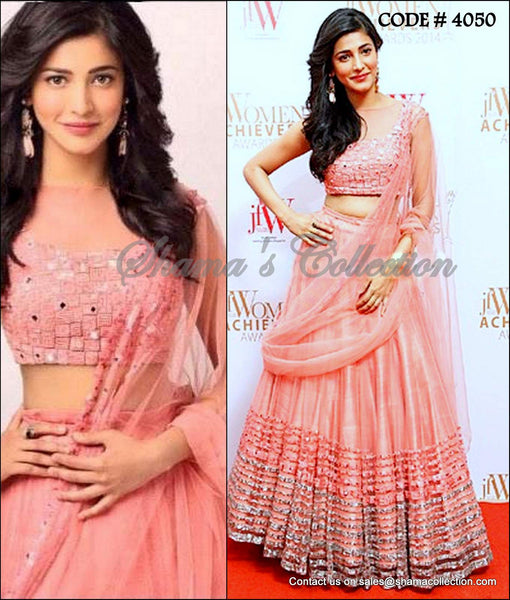 4050 Shruti Hassan's pink lehenga outfit set