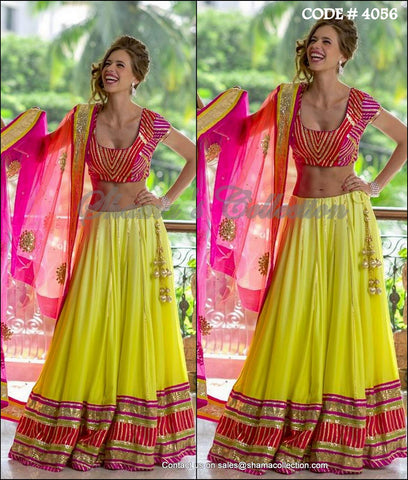 4056 Kalki Koechlin's colorful gota lehenga outfit set