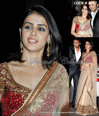 4057 Genelia D'souza's maroon-beige lehenga outfit set