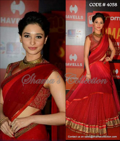 4058 Tamanna's red half saree outfit set