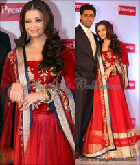 4065 Aishwarya Rai Bachchan's red lehenga outfit set