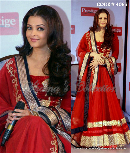 4065 Aishwarya Rai Bachchan's red lehenga outfit set