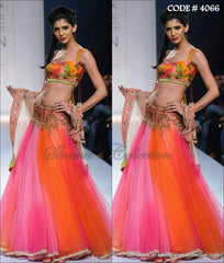 4066 Orange-pink ombre lehenga outfit set