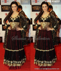 4075 Black maroon anarkali lehenga outfit set