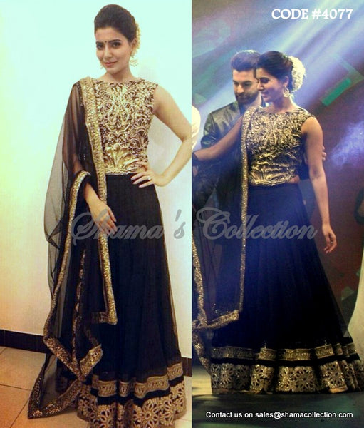 4077 Samantha Prabhu's black lehenga set outfit set