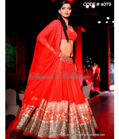 4079 Sonam Kapoor's red lehenga outfit set