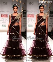 4103 Wine layered lehenga outfit set