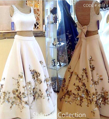 4181 White Sleeveless Lengha outfit set