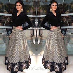 4185 Black Shirt with Stripped Lengha outfit set