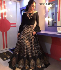 4192 Amruta Khanvilkar In Black Lengha And Blouse outfit set