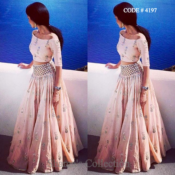 4197 Off Shoulder Blush Lengha (Payal Singhal Inspired) outfit set