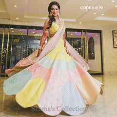 4199 Candy Color Brocade Lengha outfit set