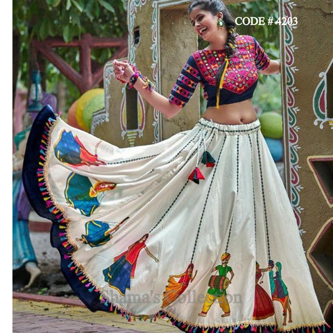 4203 White And Black Human Figure Lehenga outfit set