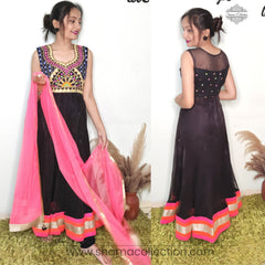 A004 Black mirror work anarkali inspired from Madhuri Dixit Sari