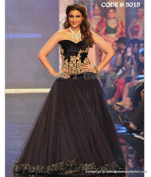 5015 Parineeti Chopra's black gown outfit set