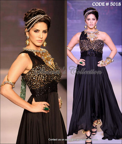 5018 Sunny Leone's black gown outfit set