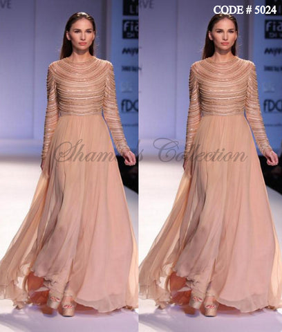 5024 Beige evening gown outfit set