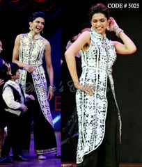 5025 Deepika Padukone's white-black high low top and palazzo outfit set