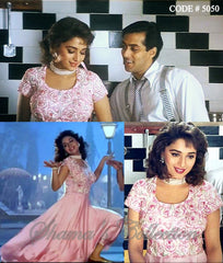 5050 Madhuri Dixit's Baby Pink Umbrella Cut Gown - Hum Aap Ke Hai Kaun outfit set