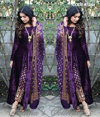 5084 Purple A-line suit with pants outfit set