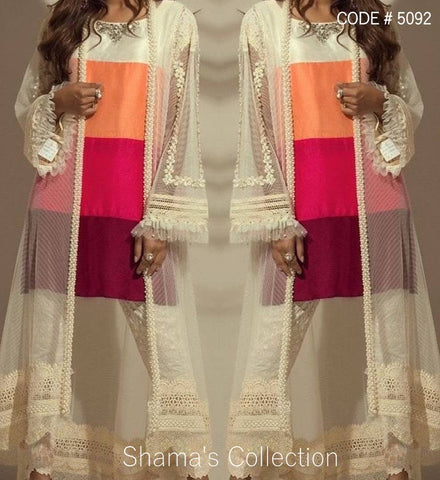 5092 Ombre Stripped Kurti Pants with Jacket outfit set