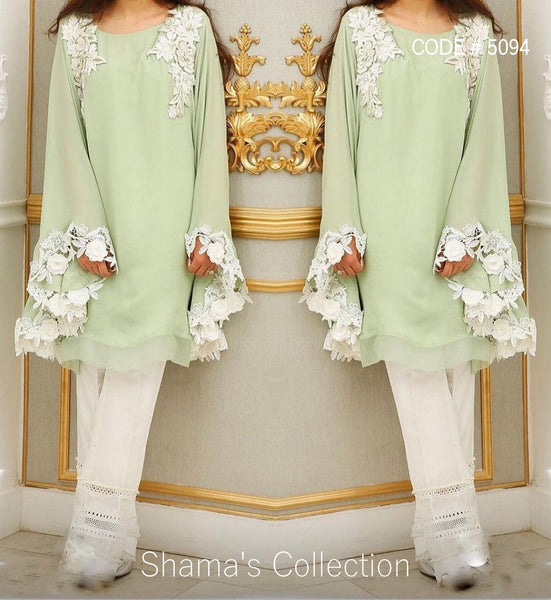 5094 Pista Kaftan Kurti - White Pants outfit set