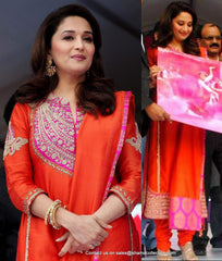 6004 Madhuri Dixit's orange-pink A line dress outfit set